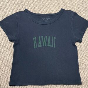 Brandy Melville (John Galt) Dark Blue Hawaii Baby Tee, OS